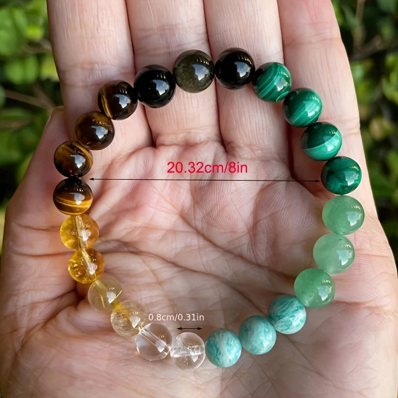 Healing Bracelet with Green Malachite and Tiger's Eye