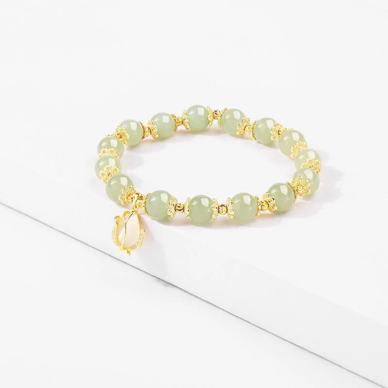Natural Hetian Jade Tulip Bracelet