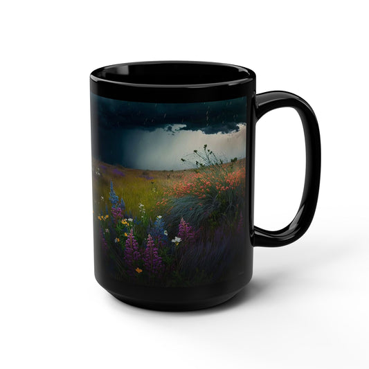 Mug - Field of Wildflowers Rainstorm Black 15oz