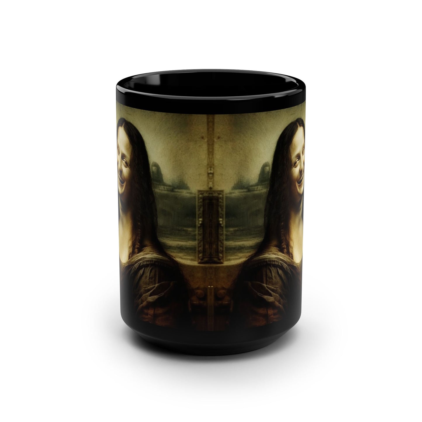 Mug - Mona Lisa Laughing Black 15oz Coffee Cup Gift