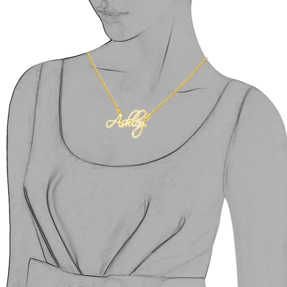 Custom Name Necklace 925 Sterling Silver, Gold and Rose Gold With Box Chain