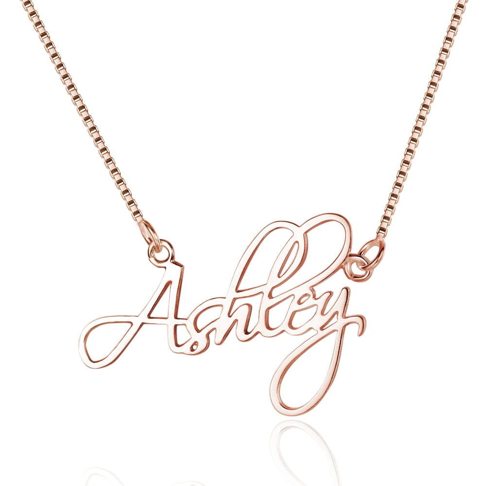 Custom Name Necklace 925 Sterling Silver, Gold and Rose Gold With Box Chain