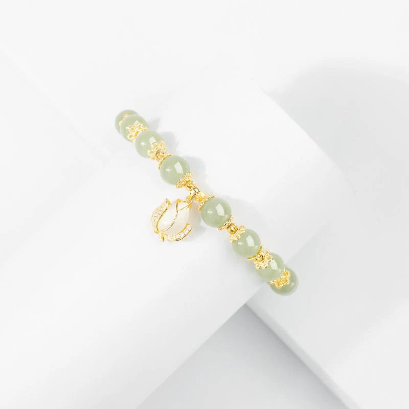 Natural Hetian Jade Tulip Bracelet